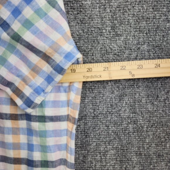Brooks Brothers All Linen Button Up Short Sleeve Small Regent Colorful Check Men - Picture 6 of 12